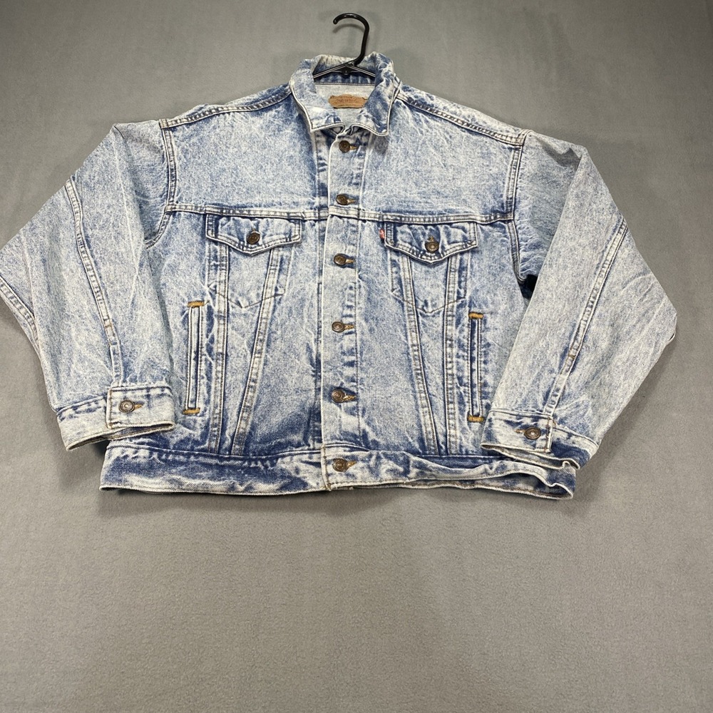Vintage 80s‎ Acid Wash Levi's Trucker Jean Jacket Size Large Retro
